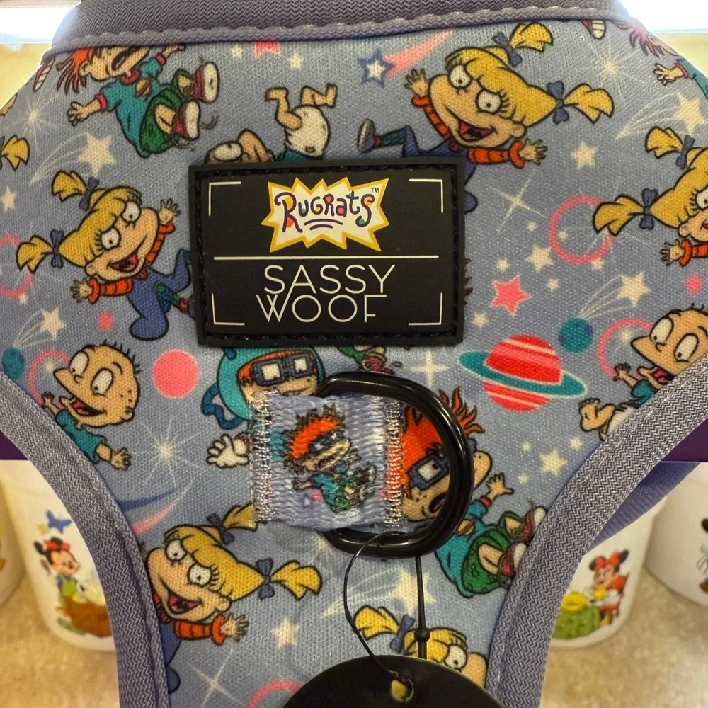 Nickelodeon Rugrats Sassy and Woof Adjustable Pet Harness Blue and Purple Sz L